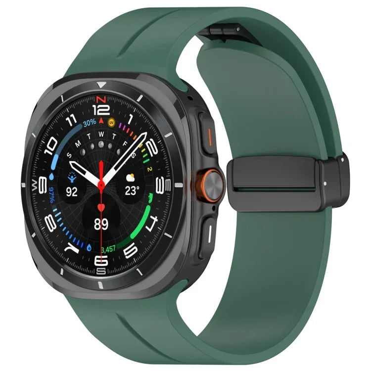 Magnetic Folding Buckle Silicone Watch Band, For Samsung Galaxy Watch Ultra 47mm / Ultra 2025