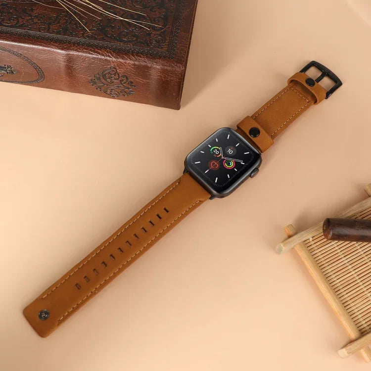 Genuine Leather Replacement Strap Watchband, For Apple Watch 5 & 4 40mm / 3 & 2 & 1 38mm, For Apple Watch 5 & 4 44mm / 3 & 2 & 1 42mm