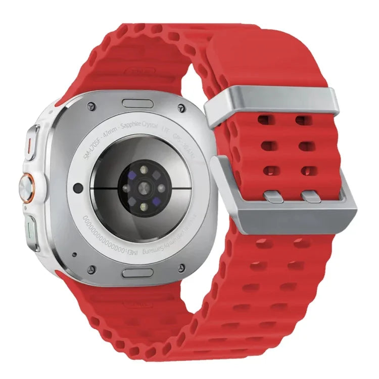 Ocean Dual Silver Buckle Silicone Watch Band, For Samsung Galaxy Watch Ultra 47mm / Ultra 2025