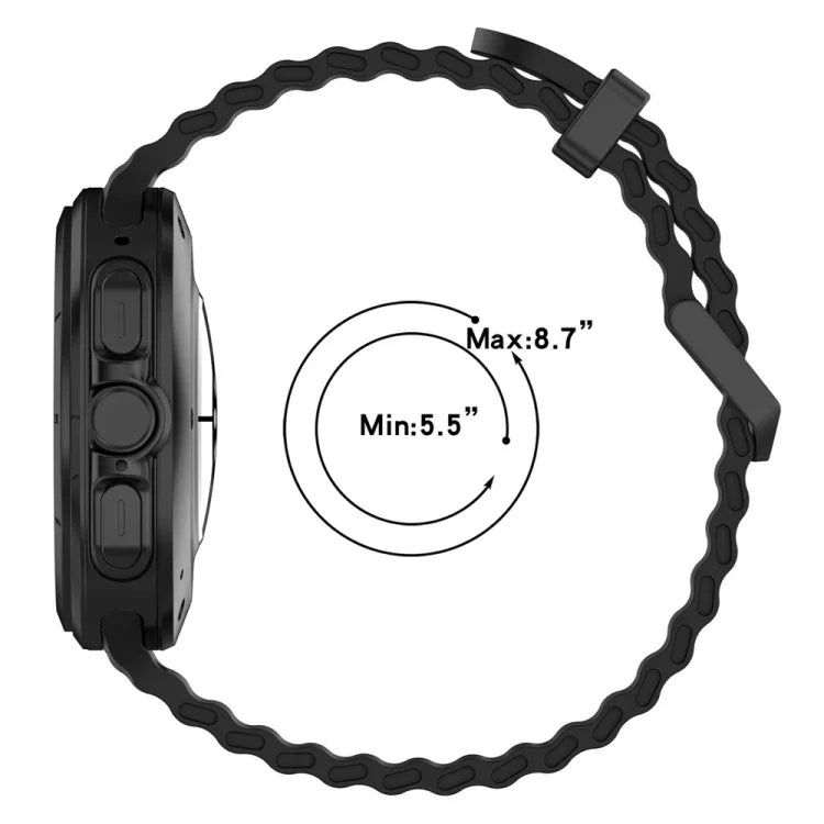 Ocean Dual Silver Buckle Silicone Watch Band, For Samsung Galaxy Watch Ultra 47mm / Ultra 2025