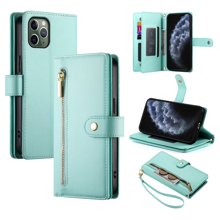 Nine Card-slot Zipper Wallet Bag Leather Phone Case, For iPhone 11 Pro Max, For iPhone 11, For iPhone 11 Pro
