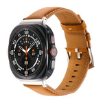 Plain Genuine Leather Watch Band, For Samsung Galaxy Watch Ultra 47mm / Ultra 2025