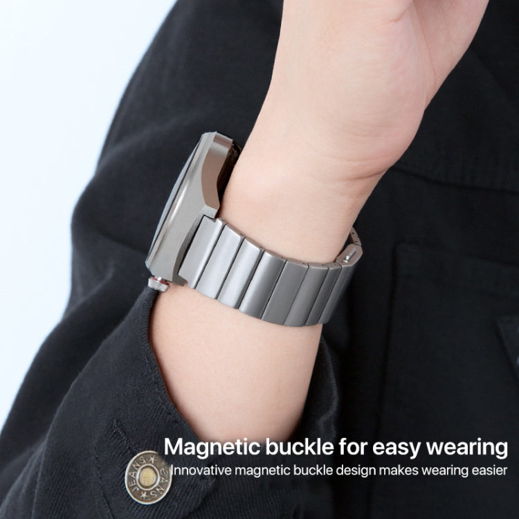 One-bead Bamboo Magnetic Buckle Pure Titanium Watch Band, 22mm