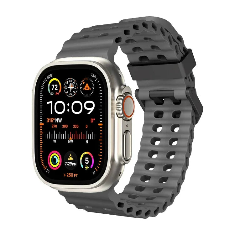 Ocean Dual-Row Hole Silicone Watch Band, For Apple Watch SE 2023 44mm, For Apple Watch Ultra 2 49mm, For Apple Watch Series 9 45mm