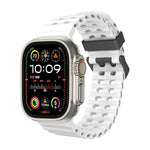 Ocean Dual-Row Hole Silicone Watch Band, For Apple Watch Ultra 49mm, For Apple Watch Series 8 45mm, For Apple Watch SE 2022 44mm