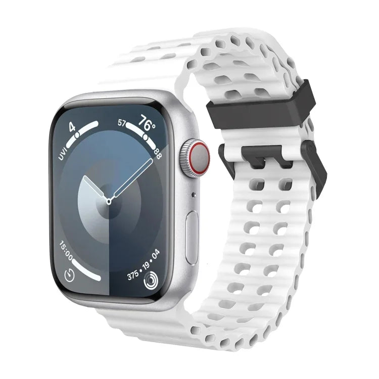 Ocean Dual-Row Hole Silicone Watch Band, For Apple Watch Ultra 49mm, For Apple Watch Series 8 45mm, For Apple Watch SE 2022 44mm