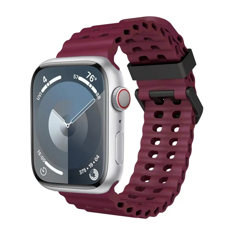Ocean Dual-Row Hole Silicone Watch Band, For Apple Watch Ultra 49mm, For Apple Watch Series 8 45mm, For Apple Watch SE 2022 44mm