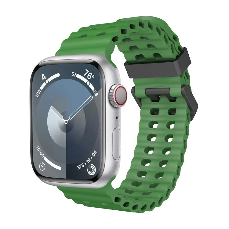 Ocean Dual-Row Hole Silicone Watch Band, For Apple Watch Series 7 45mm, For Apple Watch SE 44mm, For Apple Watch Series 6 44mm