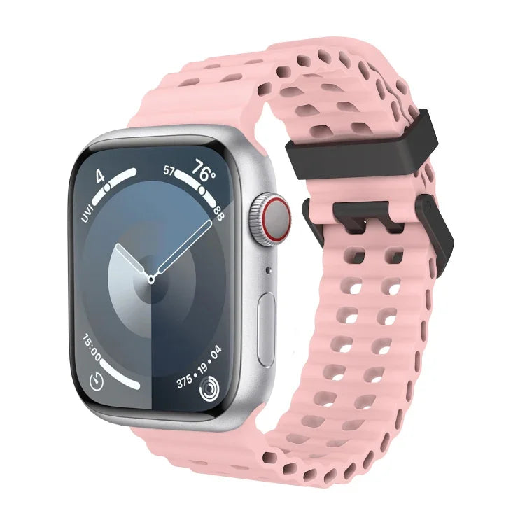 Ocean Dual-Row Hole Silicone Watch Band, For Apple Watch Series 7 45mm, For Apple Watch SE 44mm, For Apple Watch Series 6 44mm