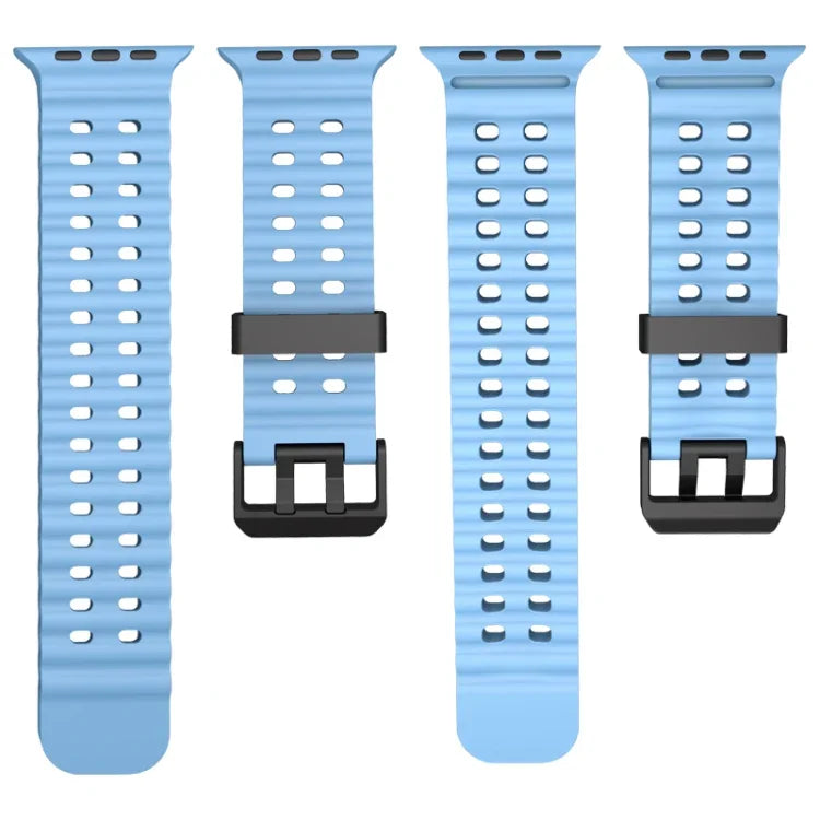Ocean Dual-Row Hole Silicone Watch Band, For Apple Watch SE 2023 44mm, For Apple Watch Ultra 2 49mm, For Apple Watch Series 9 45mm