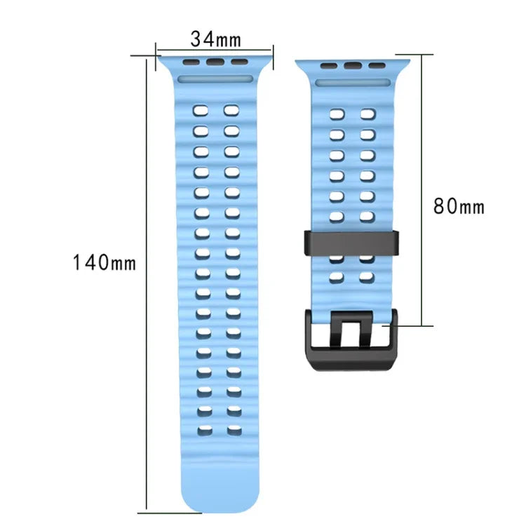 Ocean Dual-Row Hole Silicone Watch Band, For Apple Watch Series 5 44mm, For Apple Watch Series 4 44mm, For Apple Watch Series 3 42mm