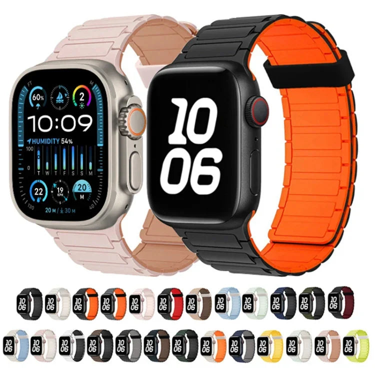 Tri-beads Magnetic Hoop Silicone Watch Band, For Apple Watch Series 3 38mm