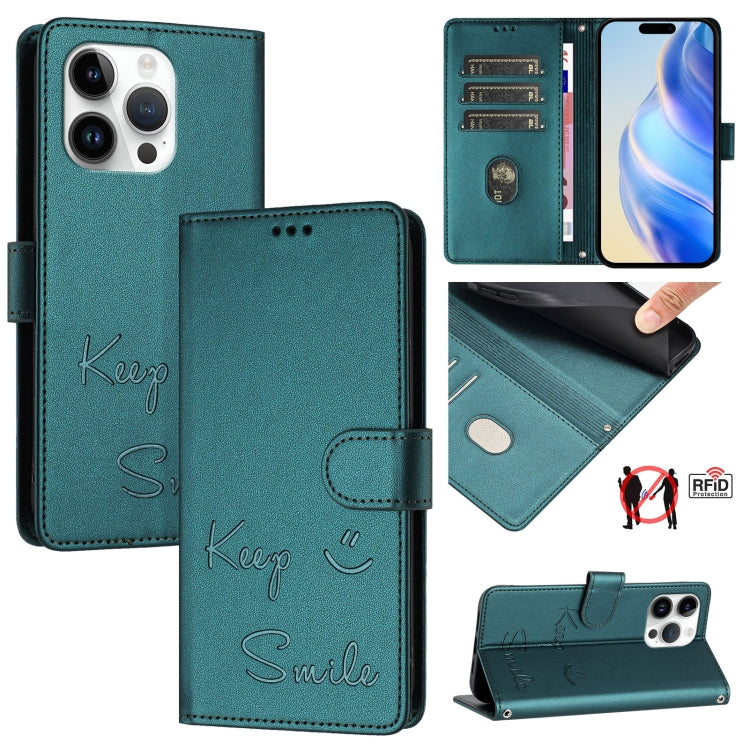 Smile Embossing RFID Leather Phone Case, For iPhone 14 Pro Max, For iPhone SE 2022 / 2020 / 8 / 7, For iPhone 13 Pro Max, For iPhone 13 Pro, For iPhone 13 mini, For iPhone 12 / 12 Pro, For iPhone 12 Pro Max, For iPhone 12 mini