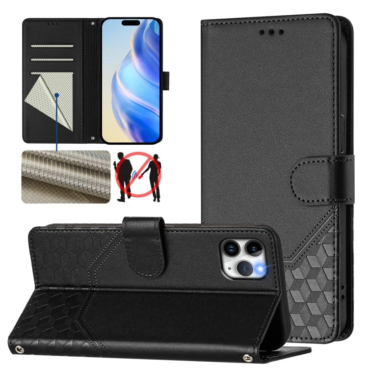 Honeycomb Embossing RFID Leather Phone Case, For iPhone 11 Pro Max, For iPhone 11, For iPhone 11 Pro, For iPhone X / XS, For iPhone XR, For iPhone XS Max, For iPhone 8 Plus / 7 Plus