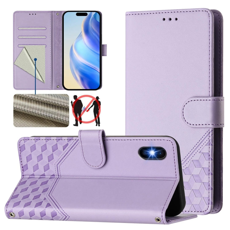 Honeycomb Embossing RFID Leather Phone Case, For iPhone 11 Pro Max, For iPhone 11, For iPhone 11 Pro, For iPhone X / XS, For iPhone XR, For iPhone XS Max, For iPhone 8 Plus / 7 Plus