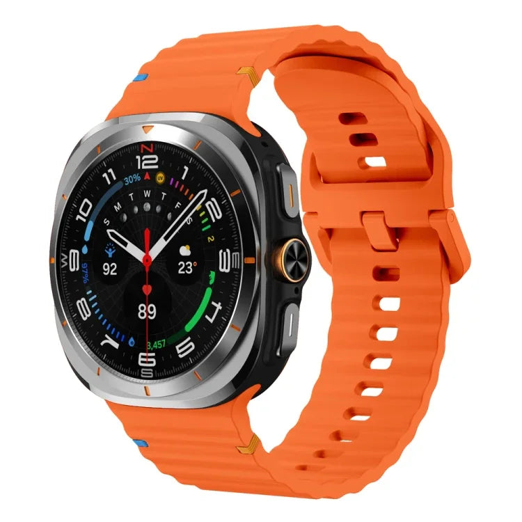 Wavy Grain Stitched Silicone Watch Band, For Samsung Galaxy Watch Ultra 47mm / Ultra 2025