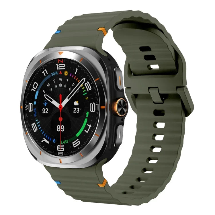 Wavy Grain Stitched Silicone Watch Band, For Samsung Galaxy Watch Ultra 47mm / Ultra 2025