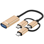 3 in 1 USB Female to Micro USB, Type-C, 8 Pin Male OTG Adapter