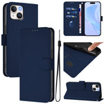 Skin Feel Solid Color Leather Phone Case with Lanyard, For iPhone 14 / 13, For iPhone 14 Pro