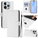 Skin Feel Solid Color Leather Phone Case with Lanyard, For iPhone 14 / 13, For iPhone 14 Pro