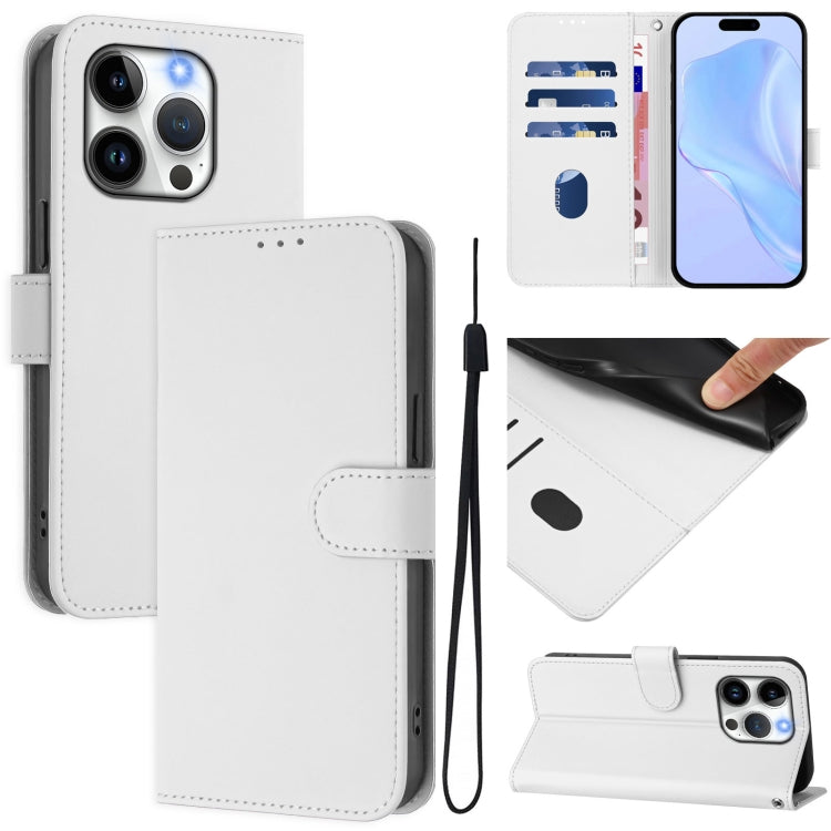 Skin Feel Solid Color Leather Phone Case with Lanyard, For iPhone 14 / 13, For iPhone 14 Pro