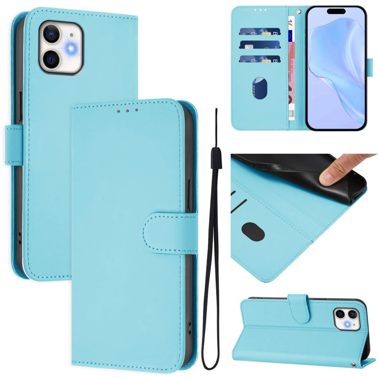Skin Feel Solid Color Leather Phone Case with Lanyard, For iPhone 13 mini, For iPhone 12 / 12 Pro