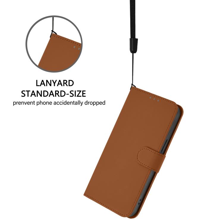 Skin Feel Solid Color Leather Phone Case with Lanyard, For iPhone 17 Pro, For iPhone 17