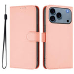 Skin Feel Solid Color Leather Phone Case with Lanyard, For iPhone 17 Pro, For iPhone 17