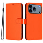 Skin Feel Solid Color Leather Phone Case with Lanyard, For iPhone 17 Pro, For iPhone 17