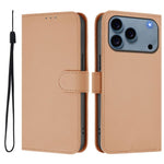 Skin Feel Solid Color Leather Phone Case with Lanyard, For iPhone 17 Pro, For iPhone 17