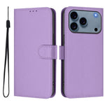 Skin Feel Solid Color Leather Phone Case with Lanyard, For iPhone 17 Pro, For iPhone 17
