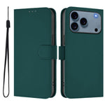 Skin Feel Solid Color Leather Phone Case with Lanyard, For iPhone 17 Pro, For iPhone 17