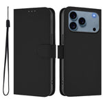 Skin Feel Solid Color Leather Phone Case with Lanyard, For iPhone 17 Pro, For iPhone 17