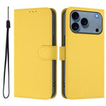Skin Feel Solid Color Leather Phone Case with Lanyard, For iPhone 17 Pro, For iPhone 17