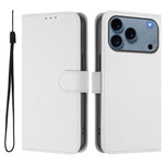 Skin Feel Solid Color Leather Phone Case with Lanyard, For iPhone 17 Pro, For iPhone 17