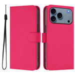 Skin Feel Solid Color Leather Phone Case with Lanyard, For iPhone 17 Pro, For iPhone 17