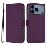Skin Feel Solid Color Leather Phone Case with Lanyard, For iPhone 17 Pro, For iPhone 17