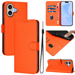 Skin Feel Solid Color Leather Phone Case with Lanyard, For iPhone 17 Pro, For iPhone 17