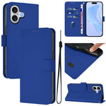 Skin Feel Solid Color Leather Phone Case with Lanyard, For iPhone 17 Pro, For iPhone 17