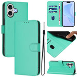 Skin Feel Solid Color Leather Phone Case with Lanyard, For iPhone 17 Pro, For iPhone 17