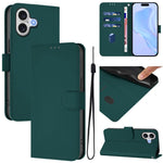 Skin Feel Solid Color Leather Phone Case with Lanyard, For iPhone 17 Pro, For iPhone 17