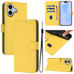 Skin Feel Solid Color Leather Phone Case with Lanyard, For iPhone 17 Pro, For iPhone 17