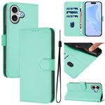 Skin Feel Solid Color Leather Phone Case with Lanyard, For iPhone 17 Pro, For iPhone 17