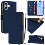 Skin Feel Solid Color Leather Phone Case with Lanyard, For iPhone 17 Pro, For iPhone 17