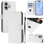Skin Feel Solid Color Leather Phone Case with Lanyard, For iPhone 17 Pro, For iPhone 17