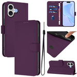 Skin Feel Solid Color Leather Phone Case with Lanyard, For iPhone 17 Pro, For iPhone 17