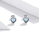 S925 Sterling Silver Simple Heart of Glass Earrings