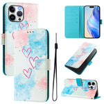 Art Colored Drawing Pattern Leather Phone Case, For iPhone 13 Pro