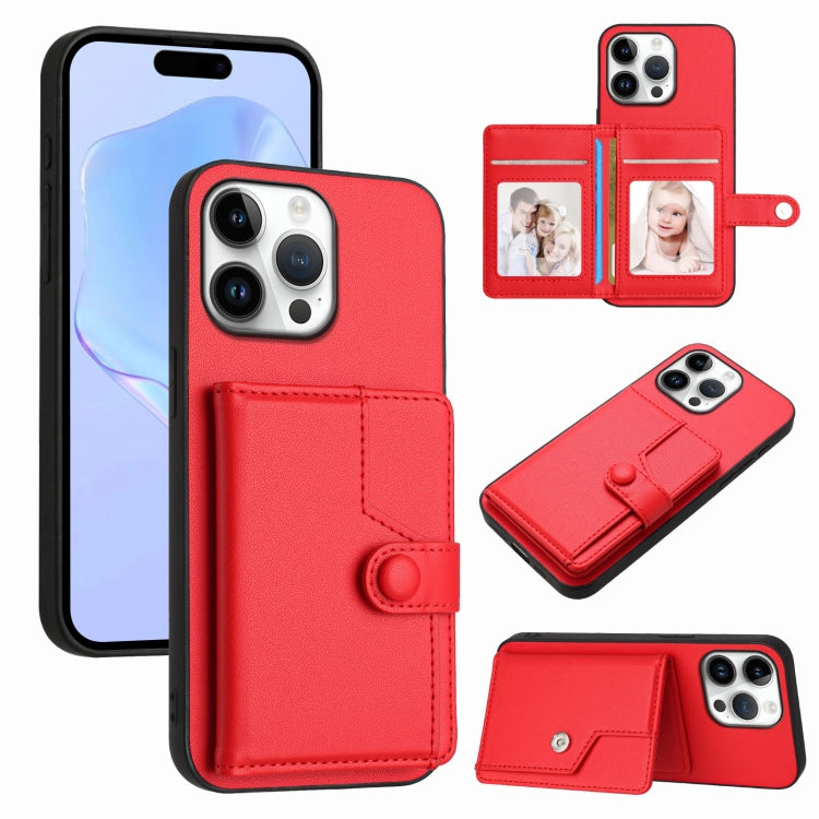 Button Card Bag RFID Anti-theft Phone Case, For iPhone 17 Pro Max, For iPhone 17 Pro, For iPhone 17, For iPhone Air, For iPhone 16 Pro Max, For iPhone 16 Pro, For iPhone 16 Plus, For iPhone 16