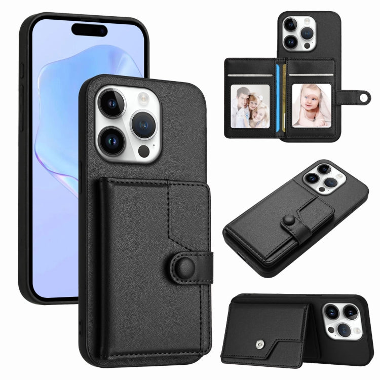 Button Card Bag RFID Anti-theft Phone Case, For iPhone 17 Pro Max, For iPhone 17 Pro, For iPhone 17, For iPhone Air, For iPhone 16 Pro Max, For iPhone 16 Pro, For iPhone 16 Plus, For iPhone 16